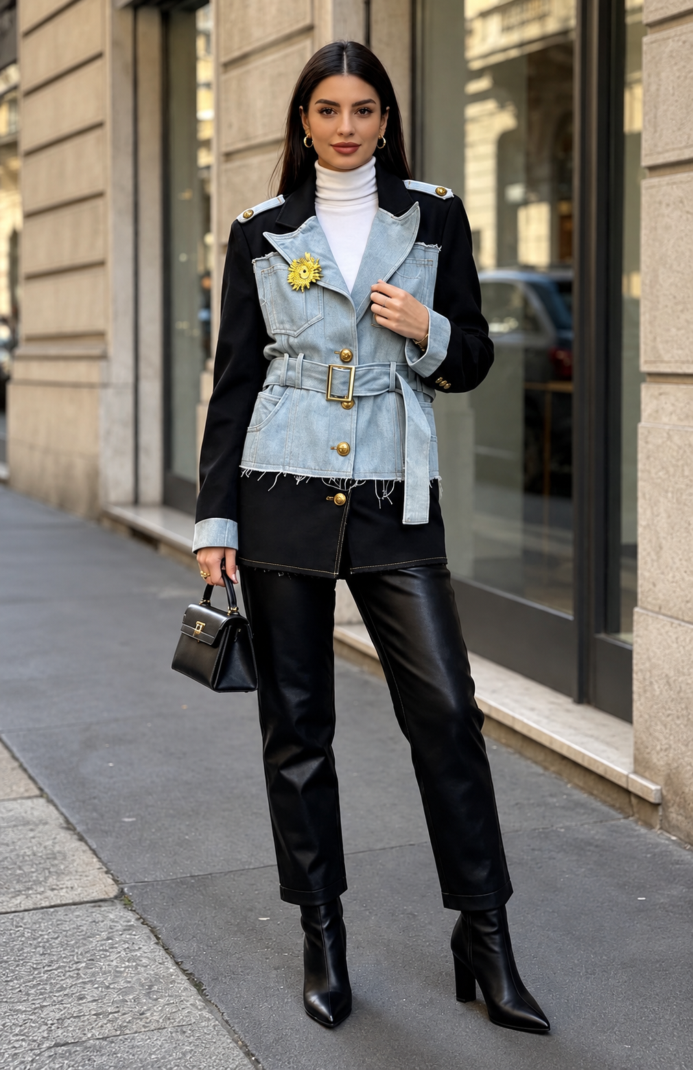 Belted Denim Blazer