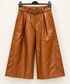 Belted Leather-Look Culottes