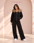 Fur Trim Tracksuit Set