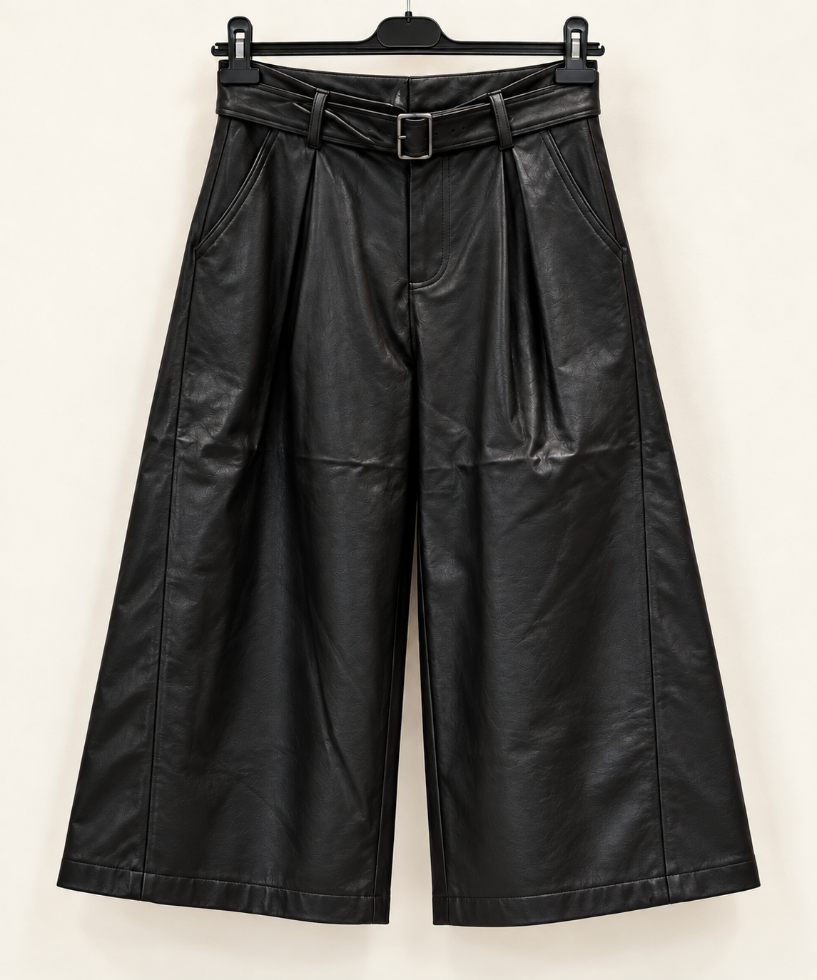 Belted Leather-Look Culottes