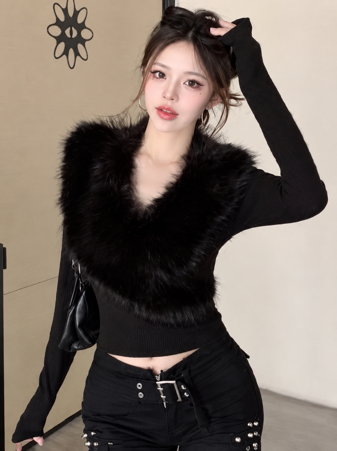Fur Collar Top