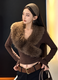 Fur Collar Top