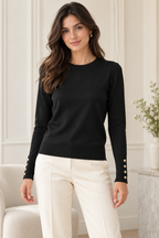 Soft Wool Button Cuff Top