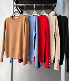 Soft Wool Button Cuff Top