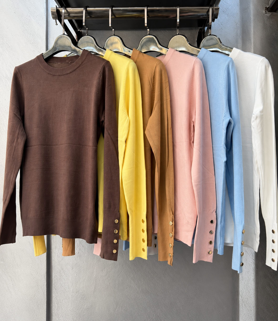 Soft Wool Button Cuff Top