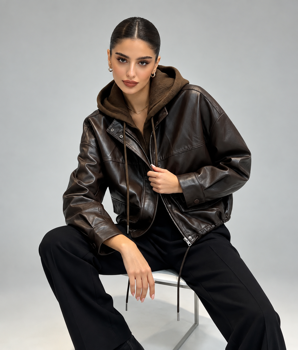 Hooded Leather Jacket