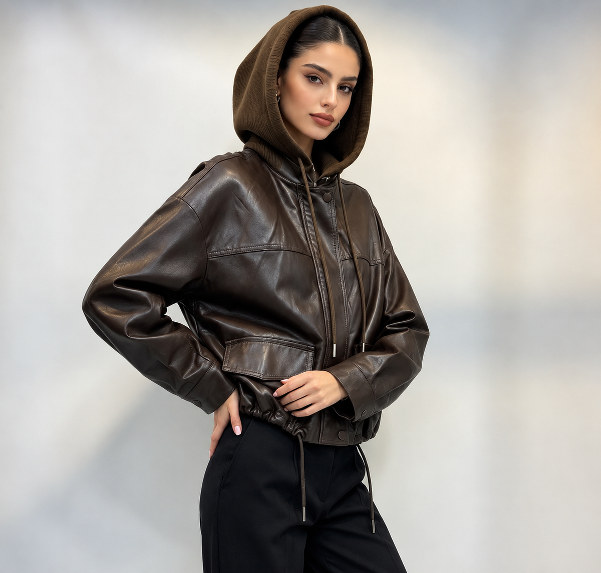 Hooded Leather Jacket
