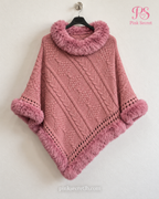 Fur-Trim Knit Cape