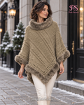 Fur-Trim Knit Cape