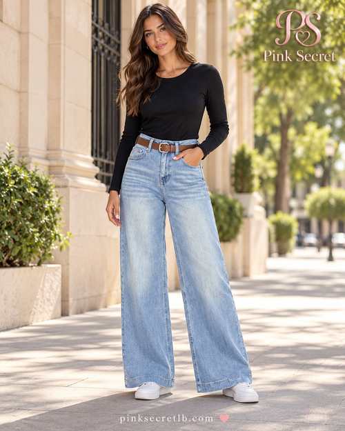 Belted Wide Leg Jeans