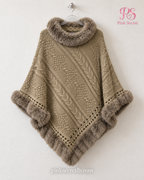 Fur-Trim Knit Cape