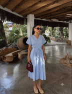 Belted Button-Down Midi Dress
