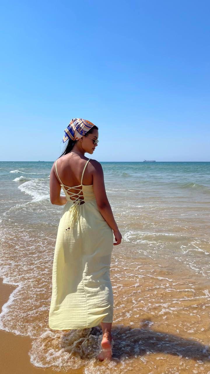 Linen Strappy Maxi Dress