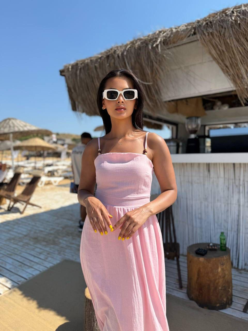 Linen Strappy Maxi Dress