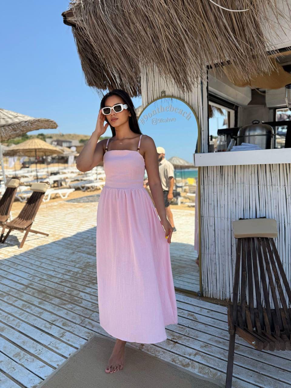 Linen Strappy Maxi Dress