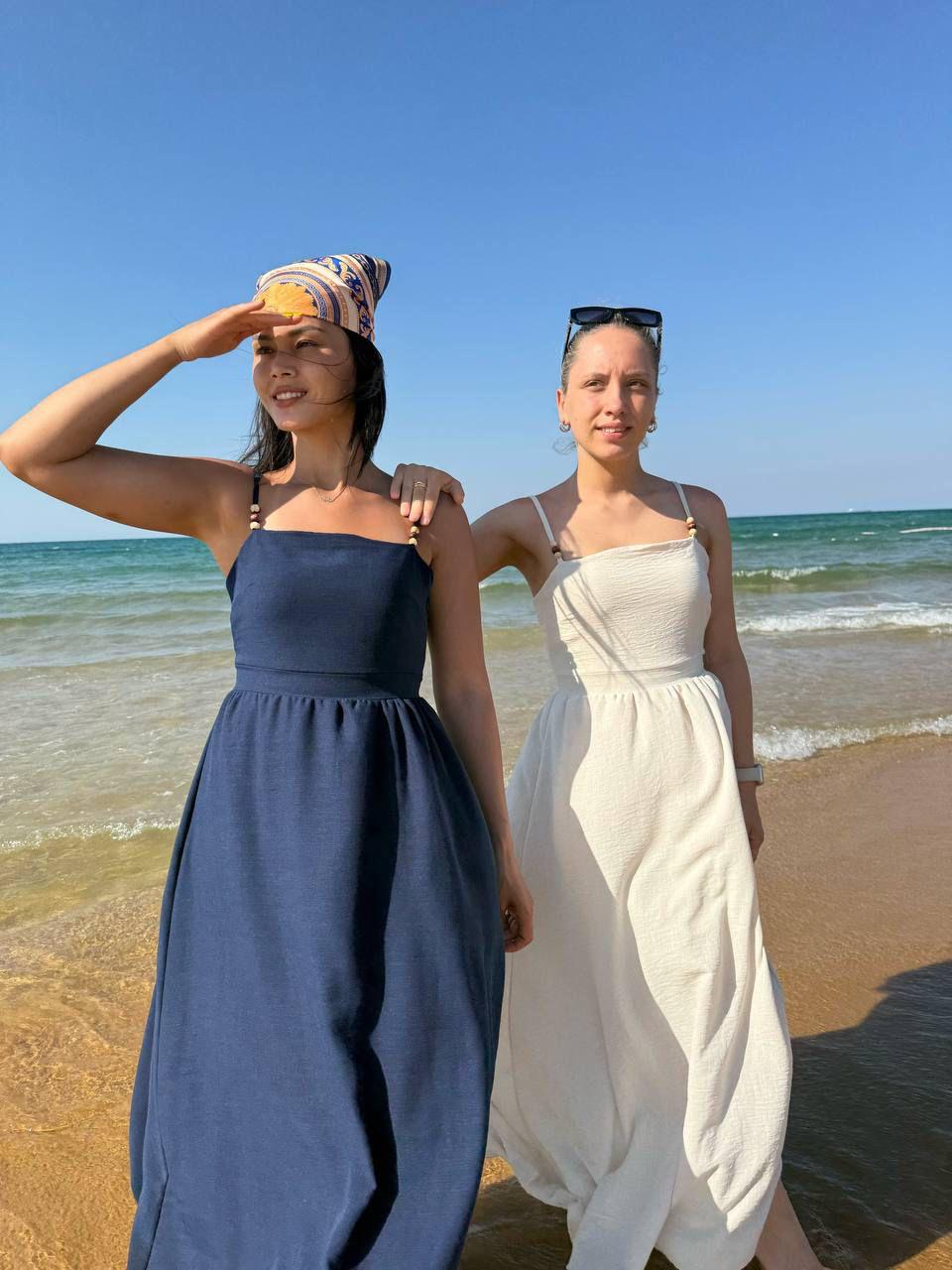 Linen Strappy Maxi Dress