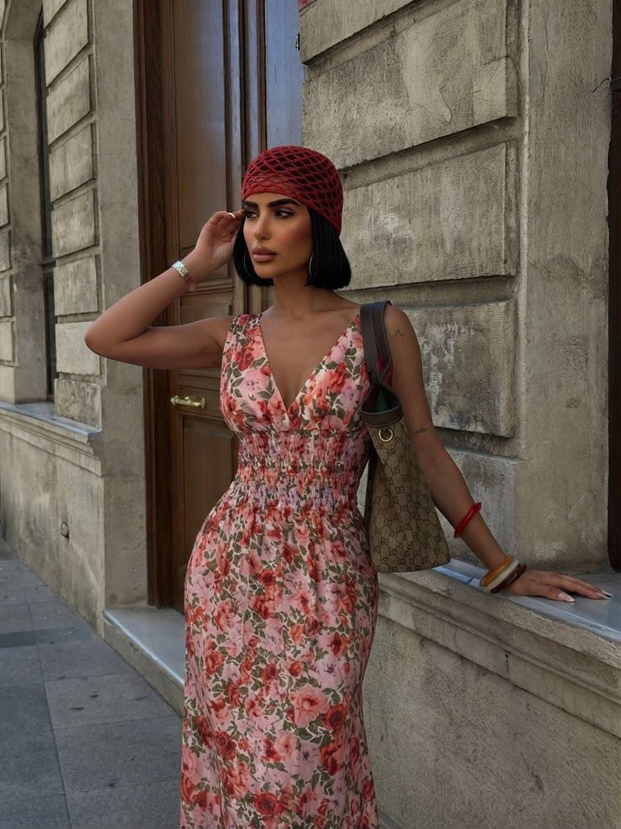 Floral V-Neck Maxi Dress