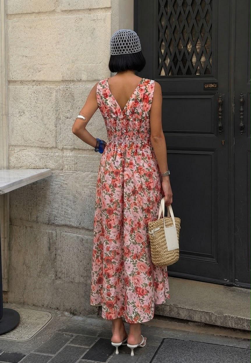 Floral V-Neck Maxi Dress
