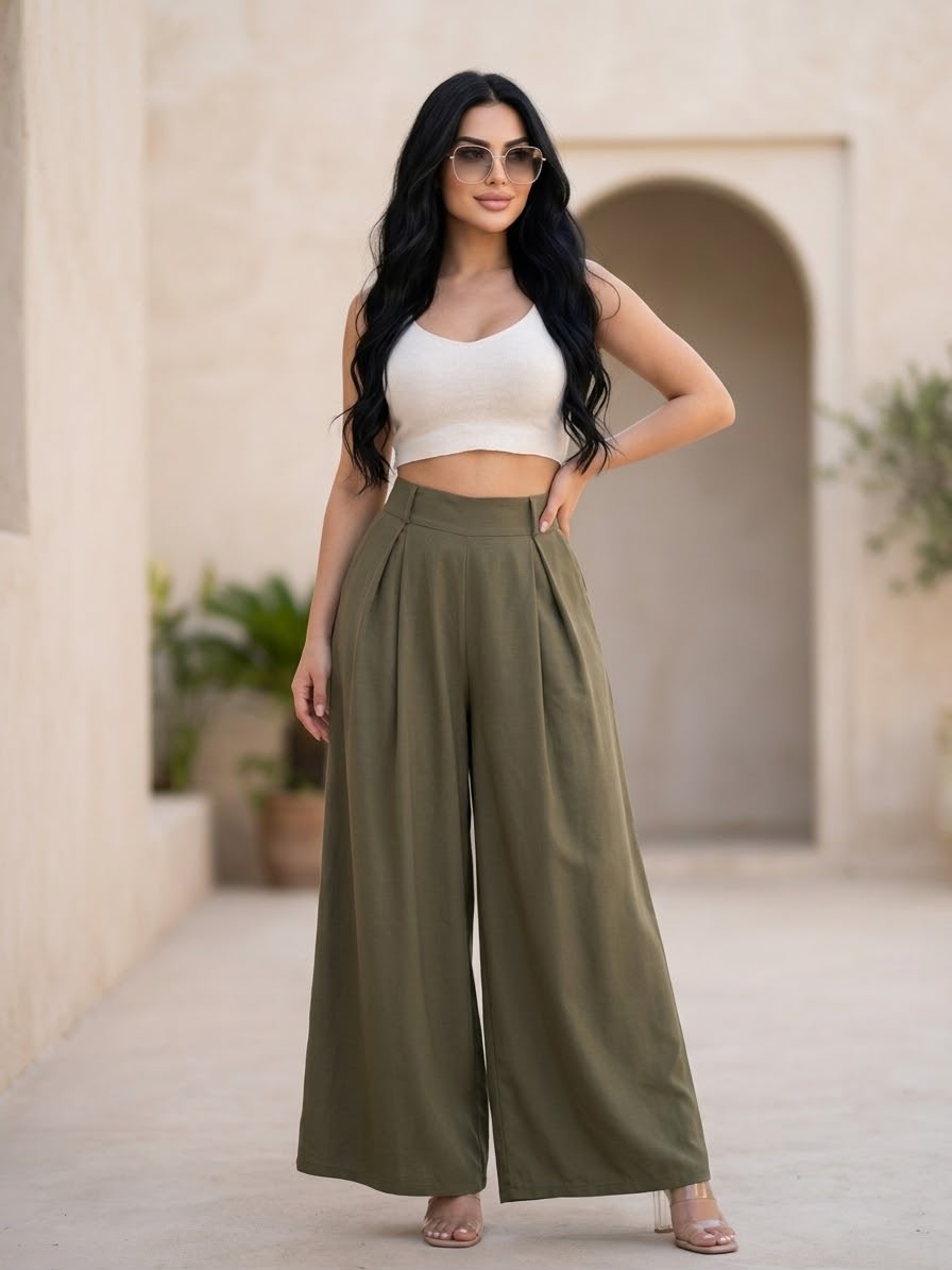 Linen Wide-Leg Pants