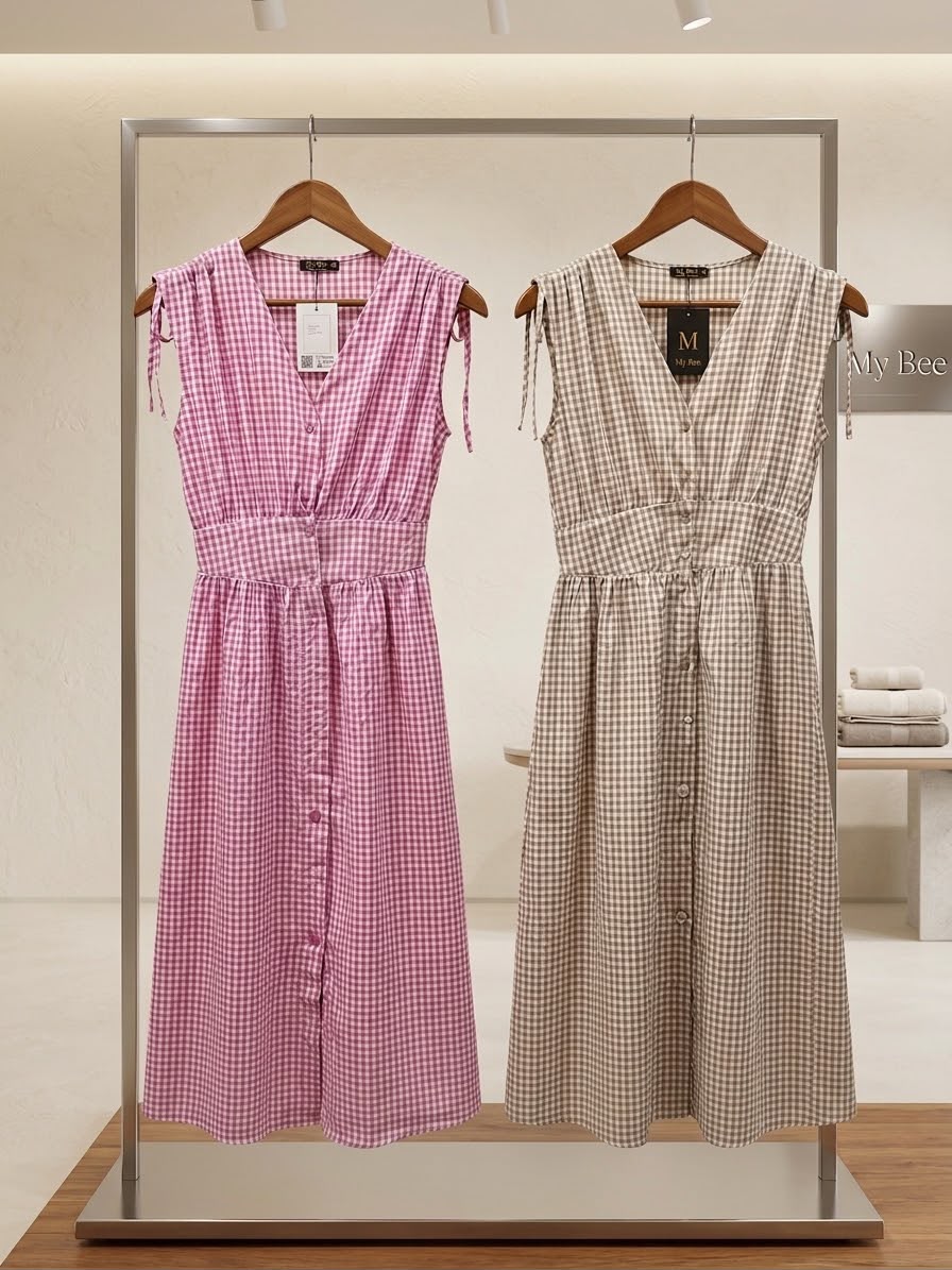 Gingham Midi Dress