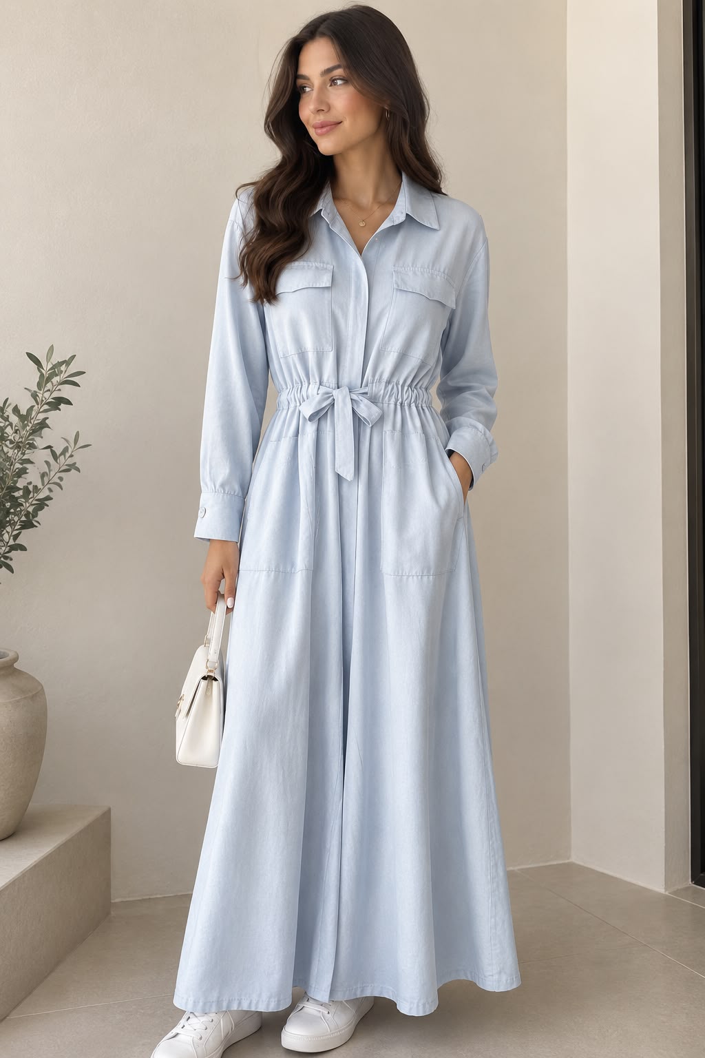 Utility Tie-Waist Maxi Dress