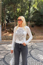 Contrast Stitch Printed Top