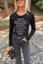 Contrast Stitch Printed Top