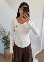 Scoop-Neck Long-Sleeve Top