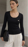 Scoop-Neck Long-Sleeve Top