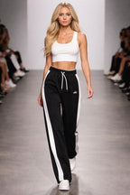 Side-Stripe Wide-Leg Pants