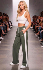 Side-Stripe Wide-Leg Pants