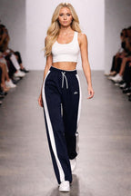 Side-Stripe Wide-Leg Pants