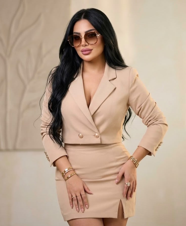 Cropped Blazer Skirt Set