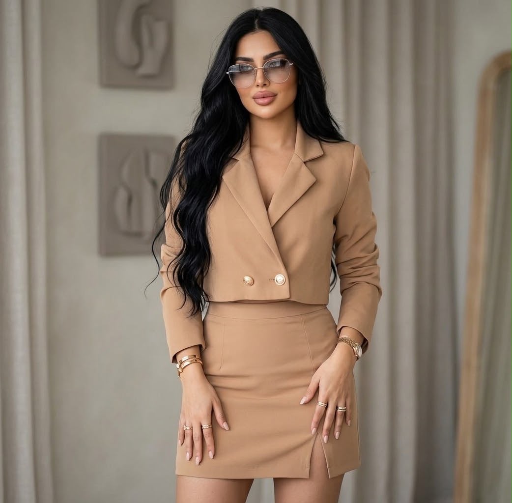 Cropped Blazer Skirt Set