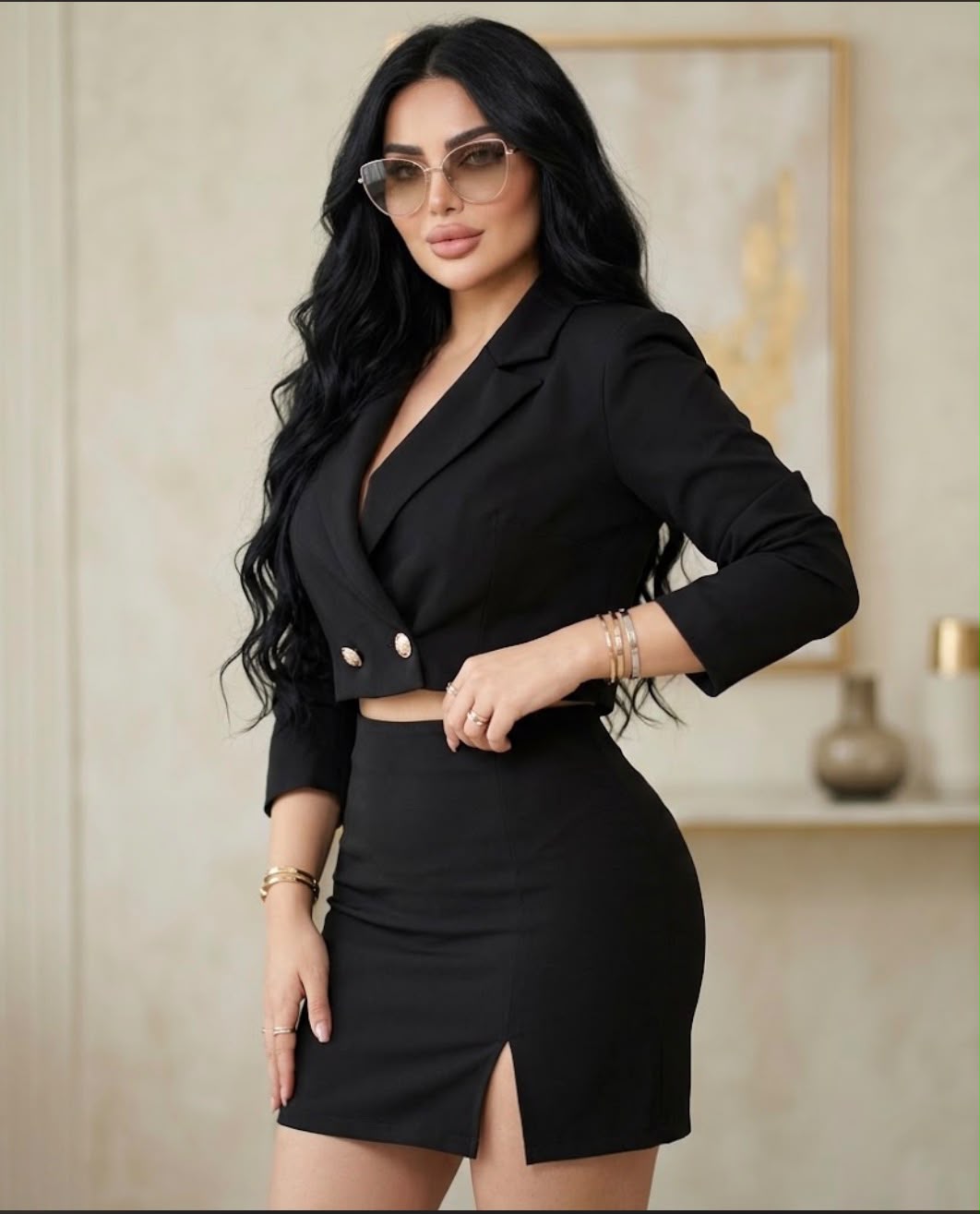 Cropped Blazer Skirt Set