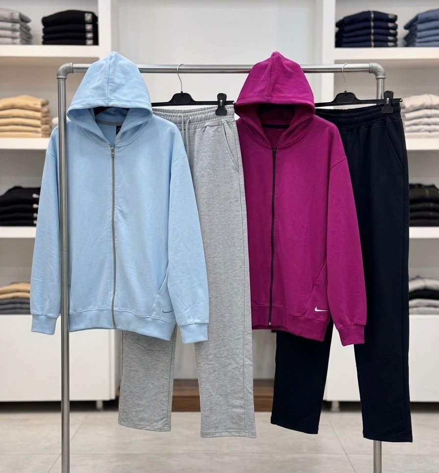 Zip-Up Hoodie & Wide-Leg Pants Set