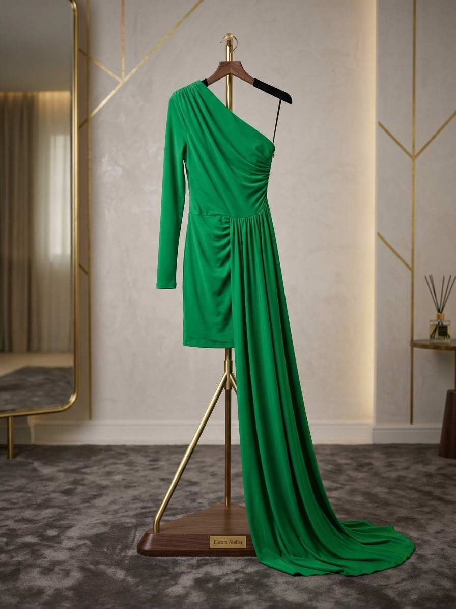 One-Shoulder Draped Mini Dress