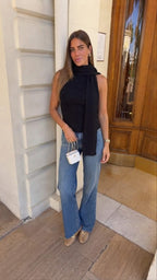 Scarf Neck Knit Top