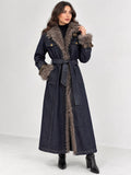 Fur Trim Denim Coat