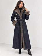 Fur Trim Denim Coat