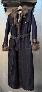 Fur Trim Denim Coat