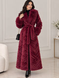 Long Fur Coat with Belt