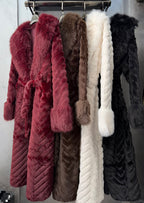 Long Fur Coat with Belt