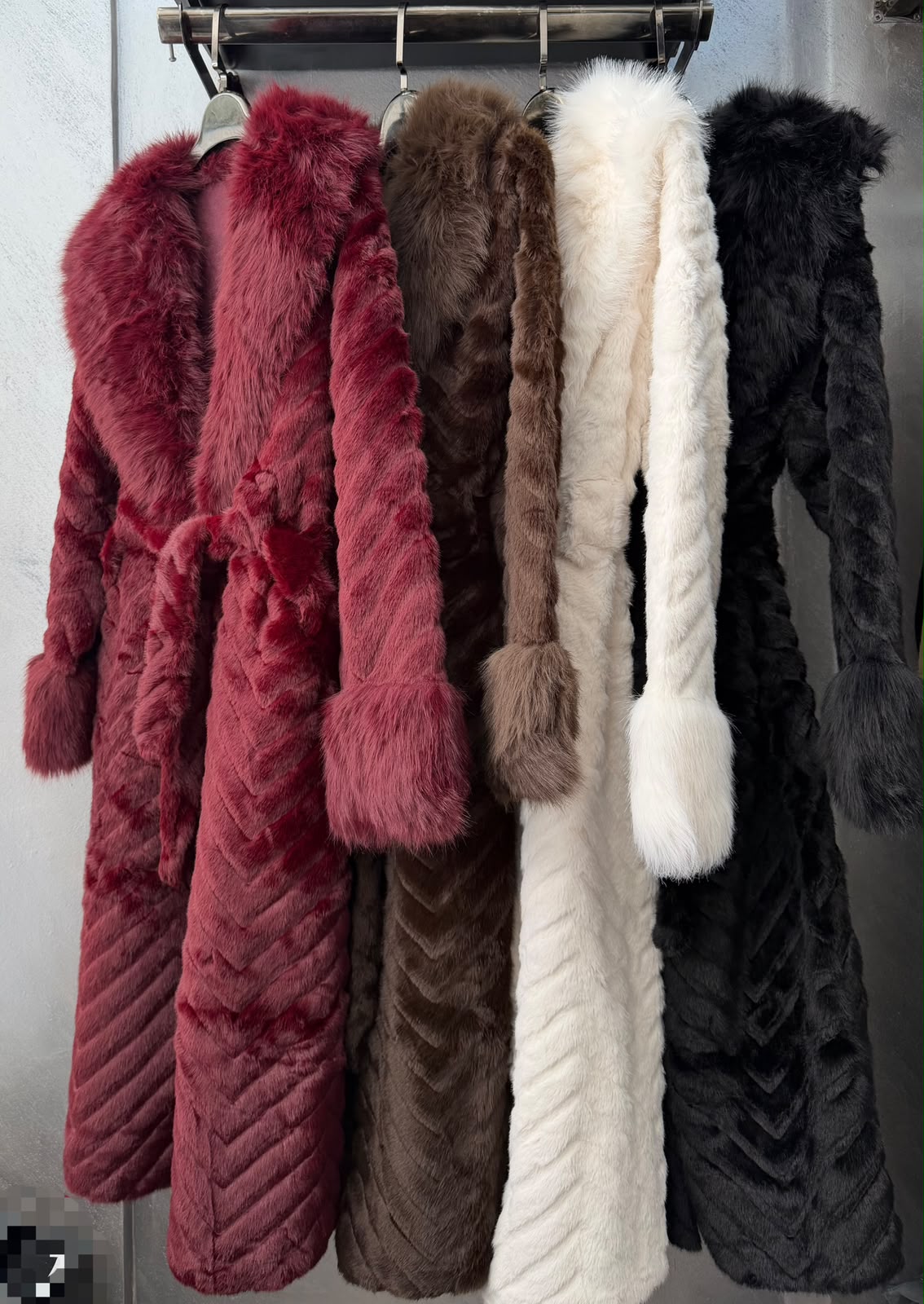 Long Fur Coat with Belt