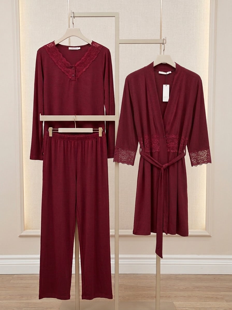 Three-Piece Cotton Pajama Set
