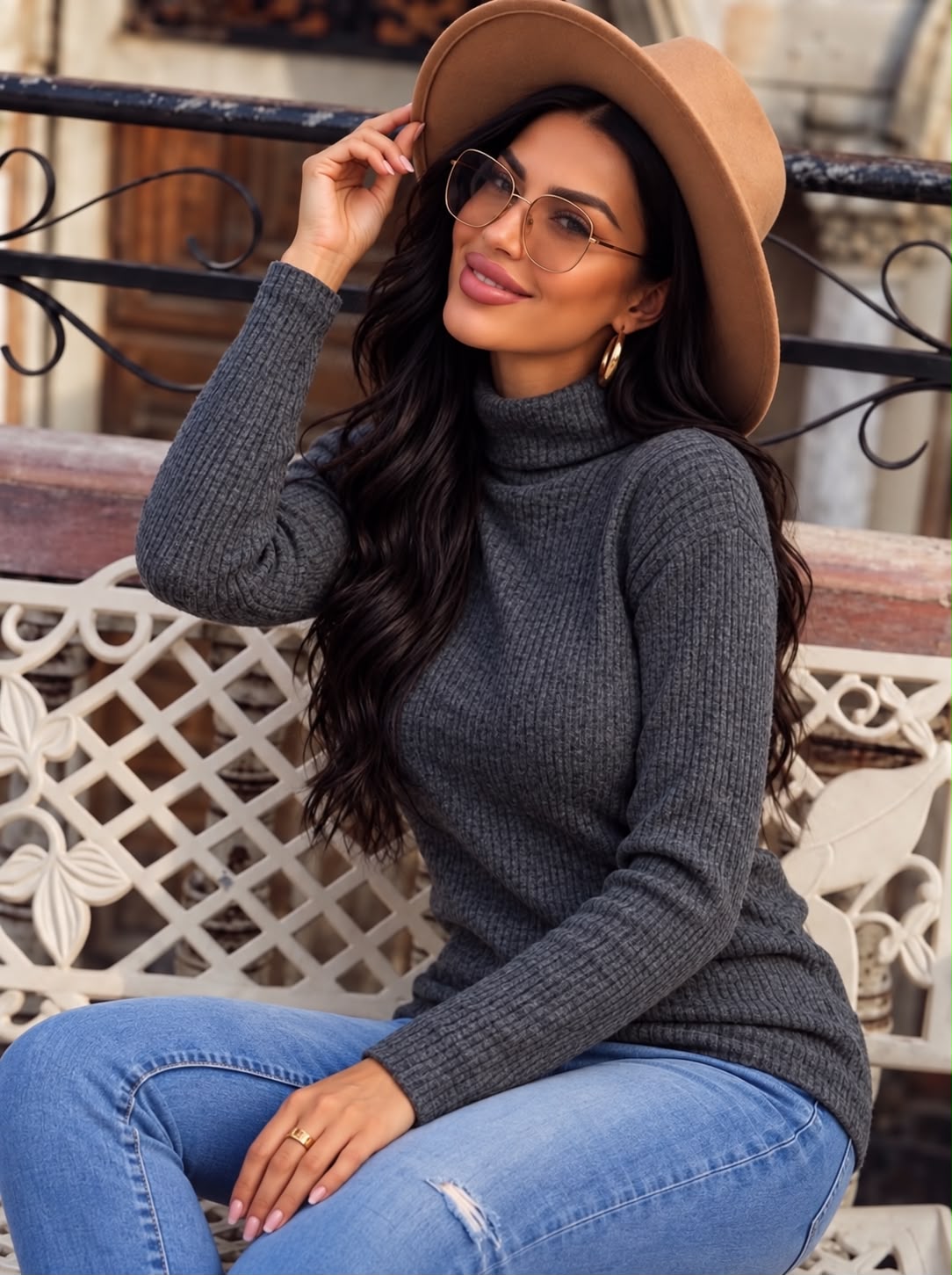 Ribbed Turtleneck Top