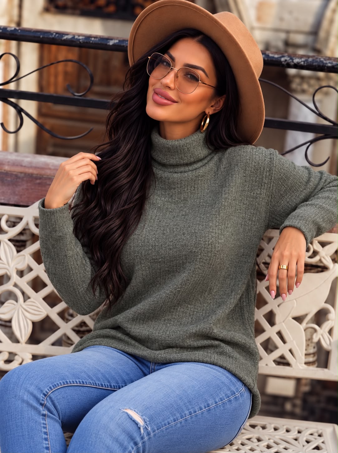 Ribbed Turtleneck Top