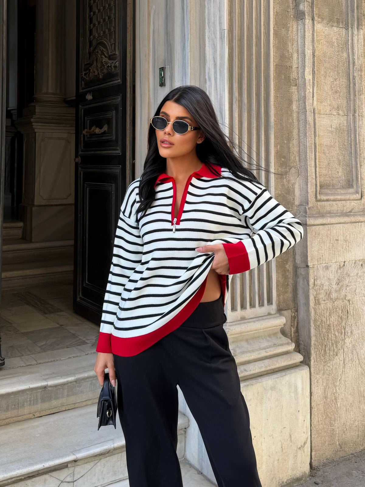 Striped Zip Sweater