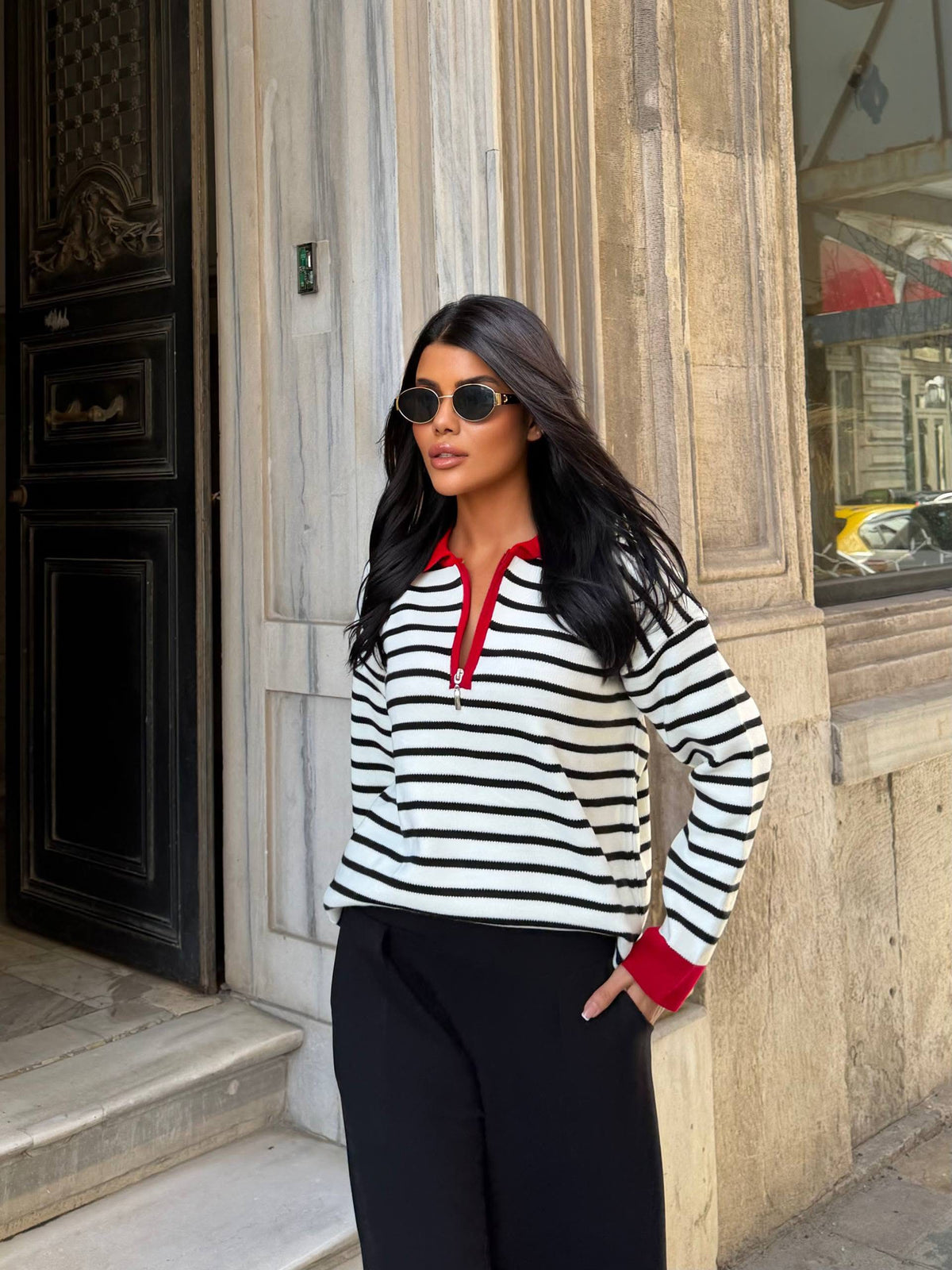 Striped Zip Sweater