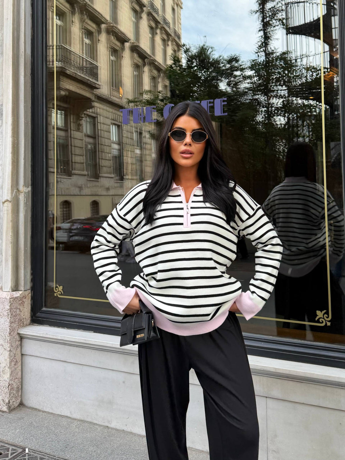 Striped Zip Sweater